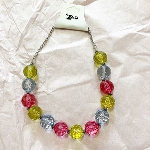 Large Bead Necklace Pink Blue Green